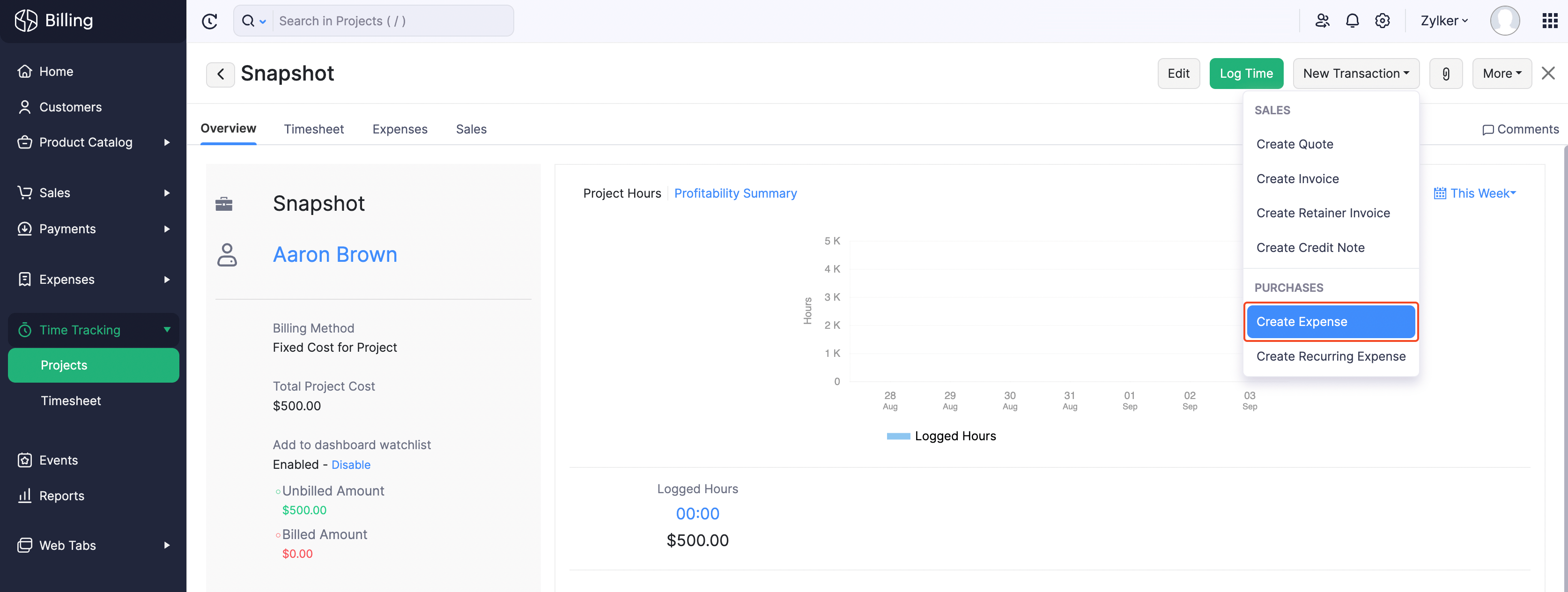 Record Expense From Projects