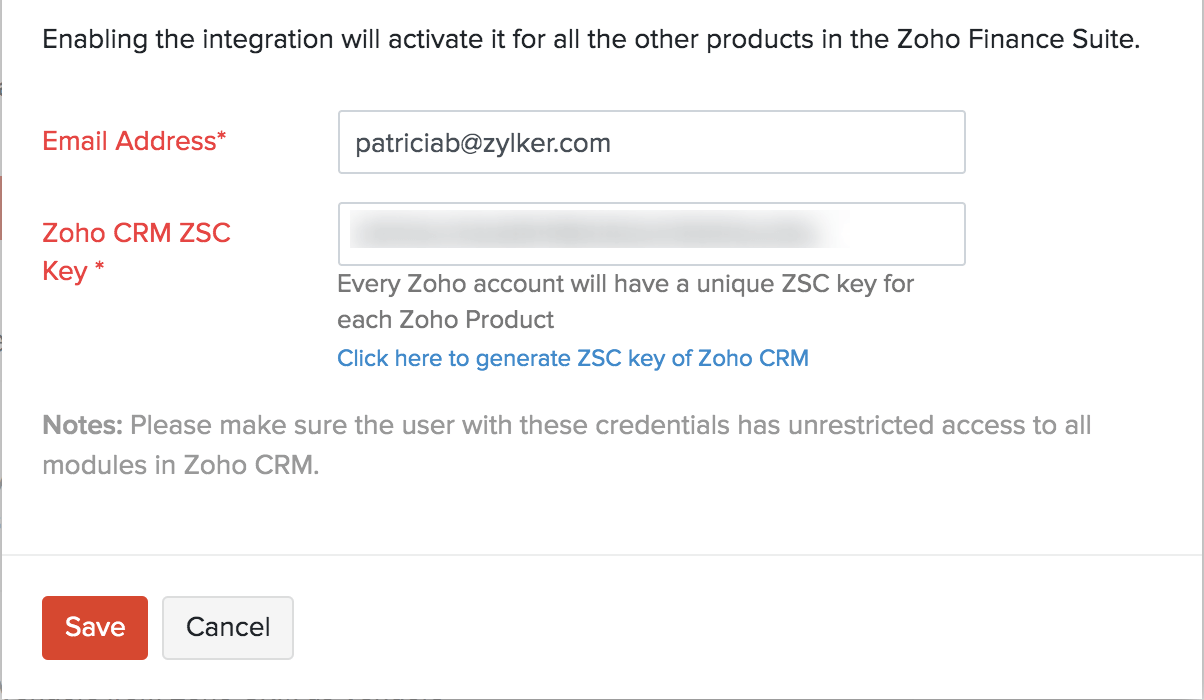Zoho CRM ZSC Key