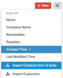 Import Contacts Google Workspace Menu