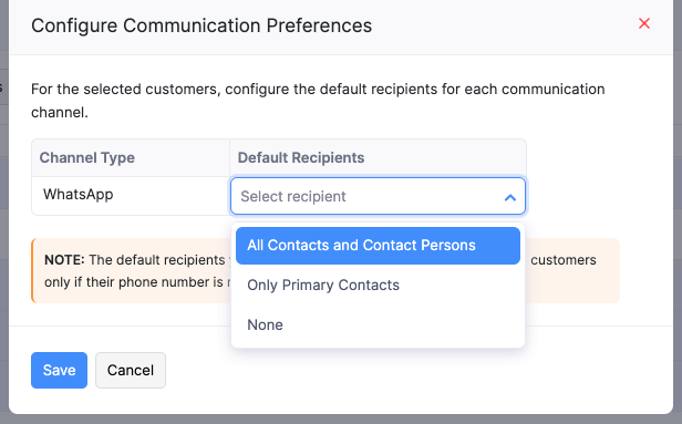 Configure Communication Preferences Popup
