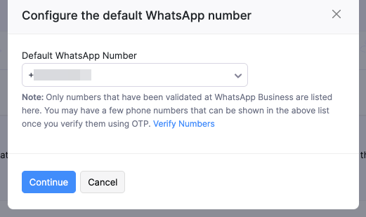 Configure Default WhatsApp Number