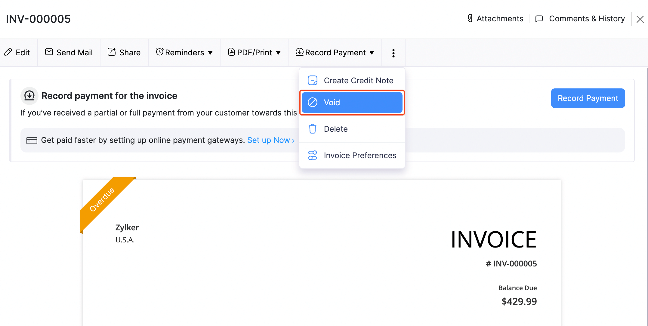 Void Invoice