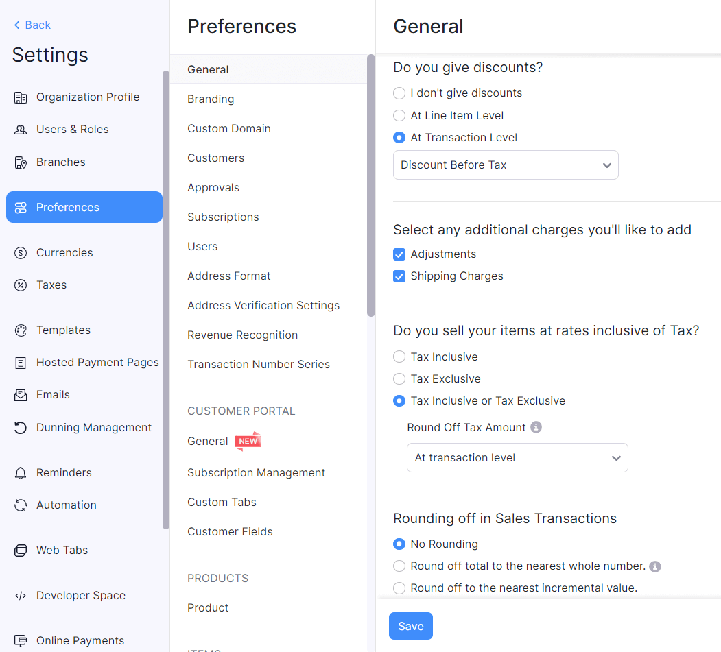 Enable Discounts and Tax
