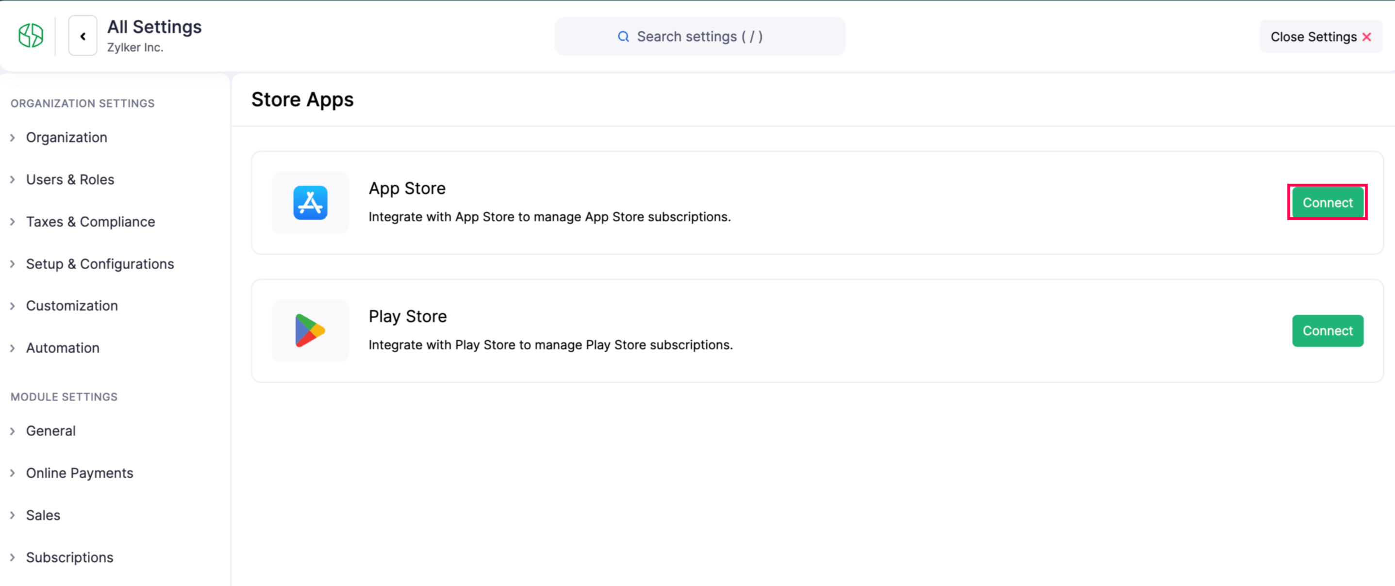 Store Apps page