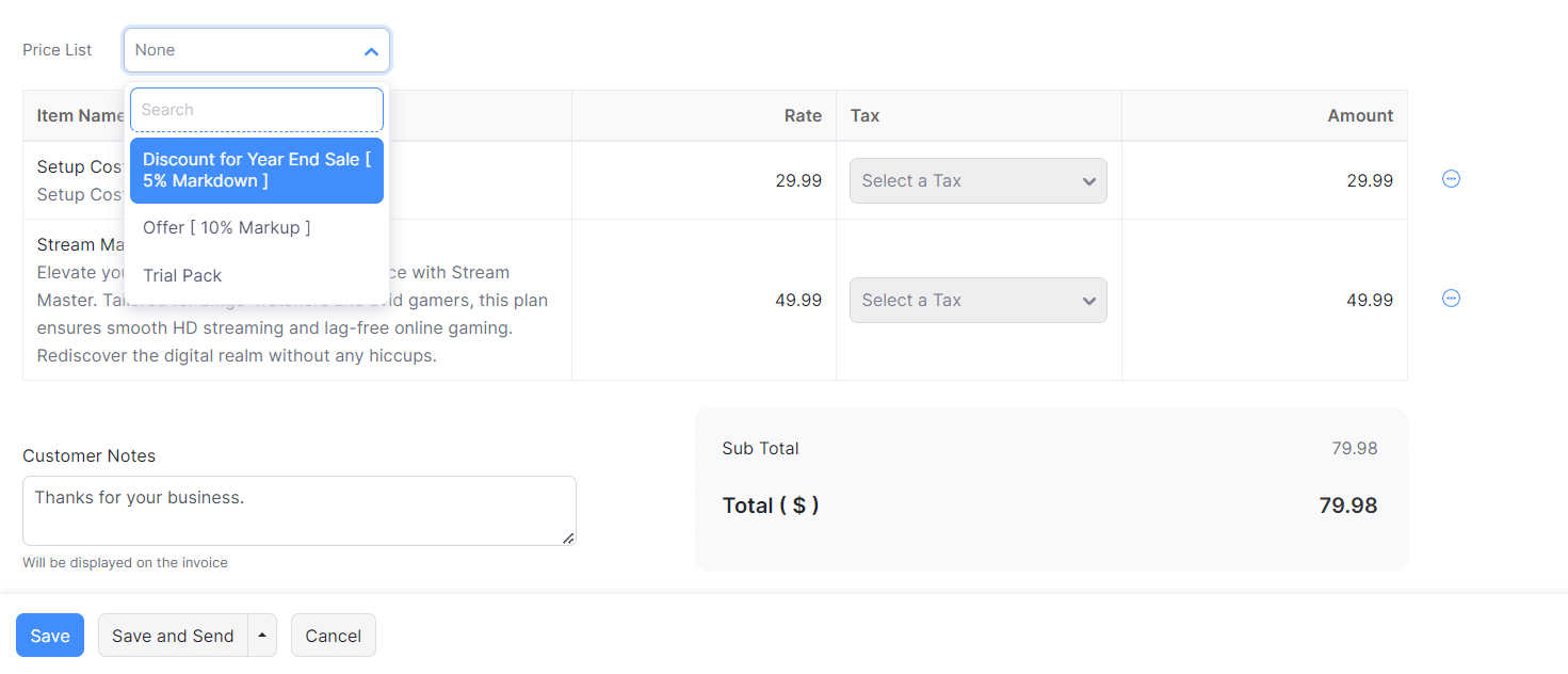 Associating Price List to Transactions