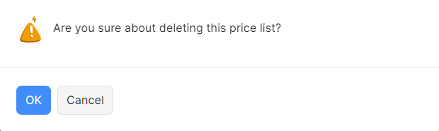 Delete Price Lists Confirmation