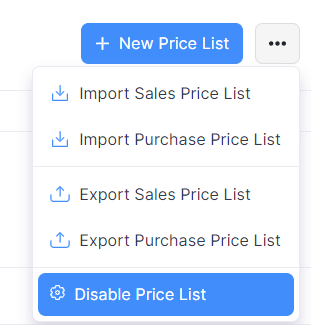 Disable Price Lists Option