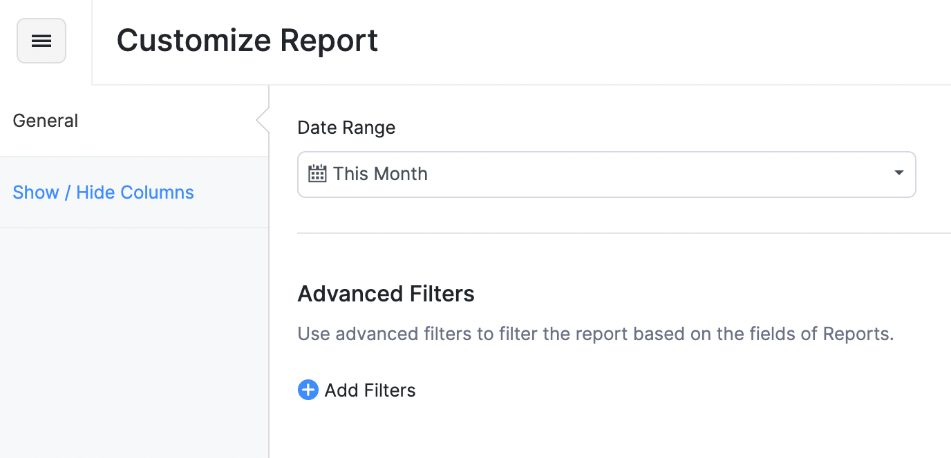 Activity Logs Report - Customize