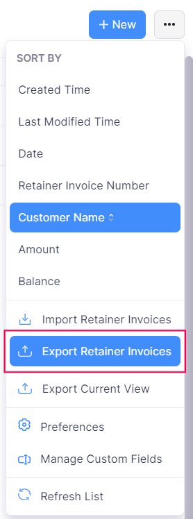 Export Retainer Invoice