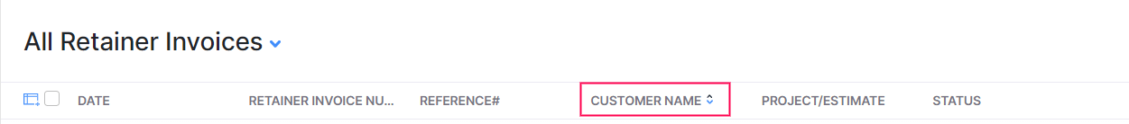 Sort Retainer Invoices