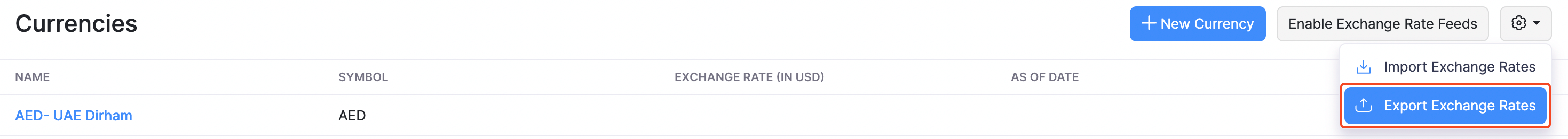 Export Exchange Rates