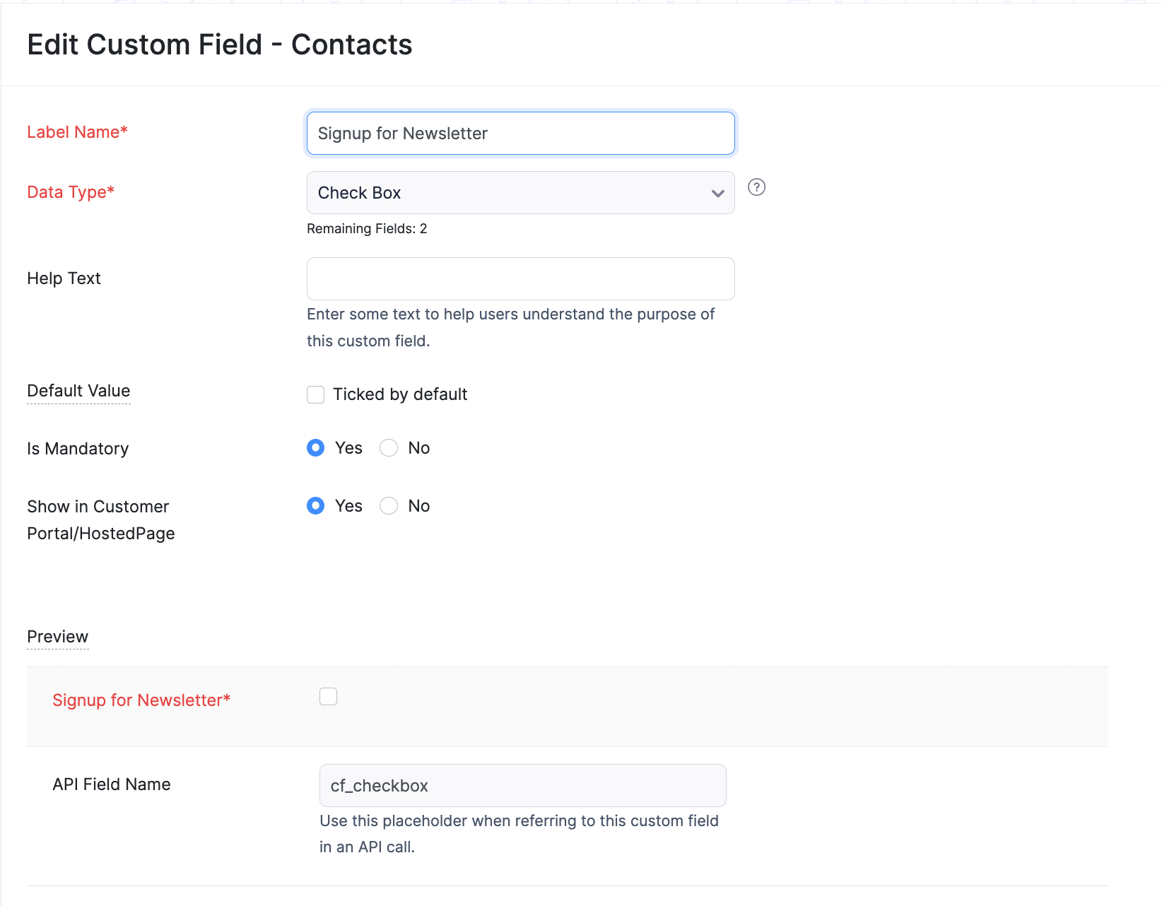 Customer Custom Fields Placeholder