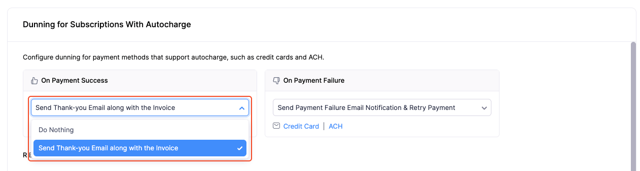 Payment Success Dropdown