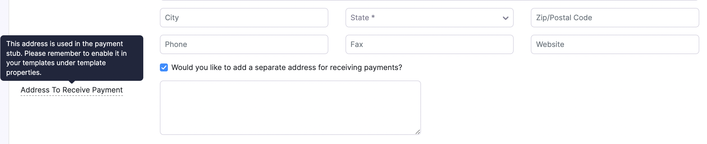 Organization Profile - Remittance Address