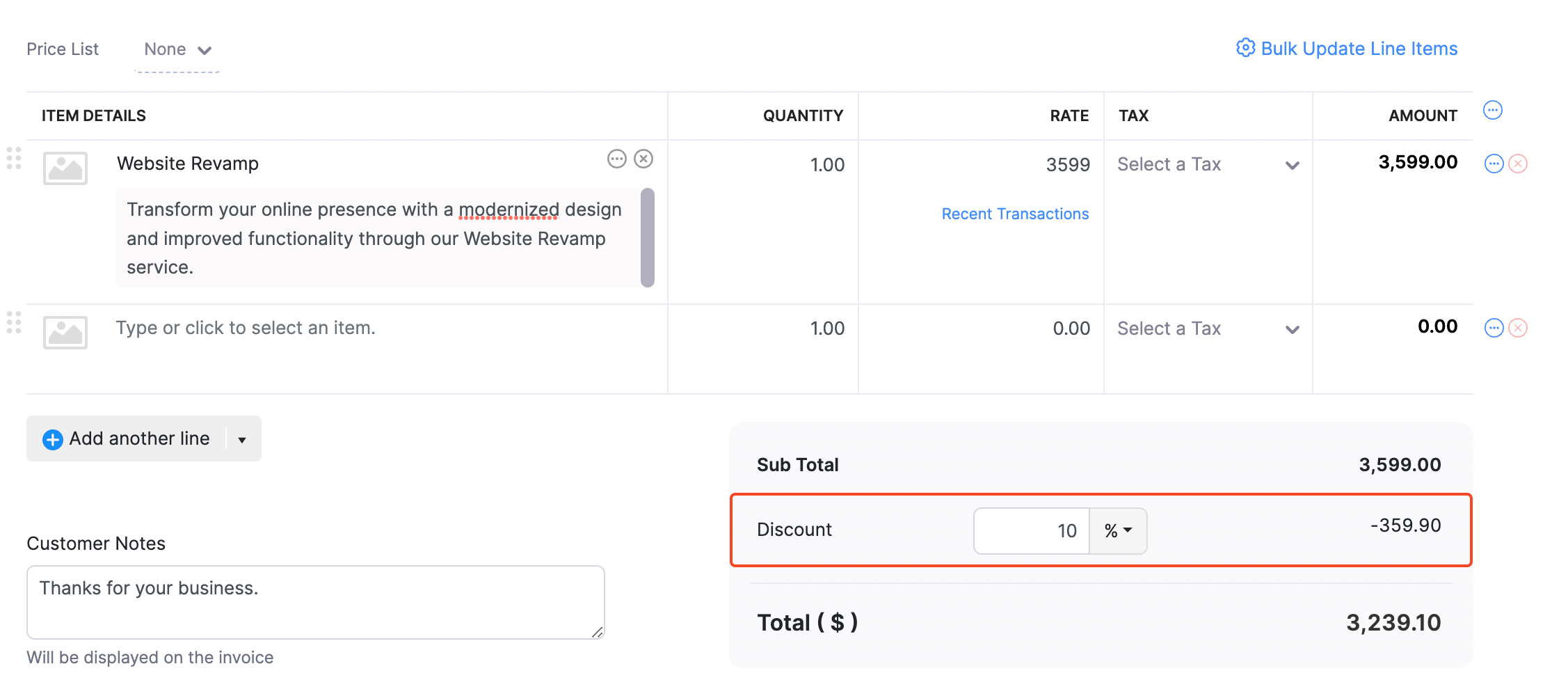 Transaction Level Discounts