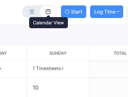 Calendar View Timesheet