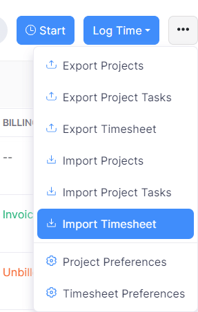 Import Timesheet