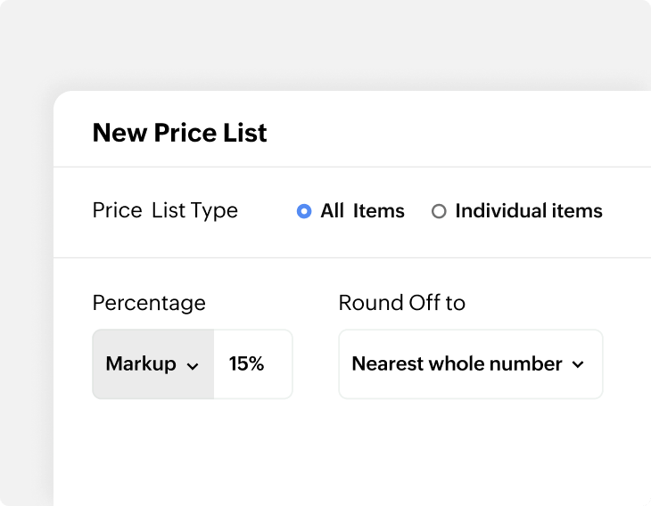 Product Catalog Pricing management Zoho Billing
