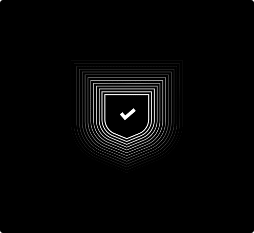 Card describing a security shield with a heavy check mark