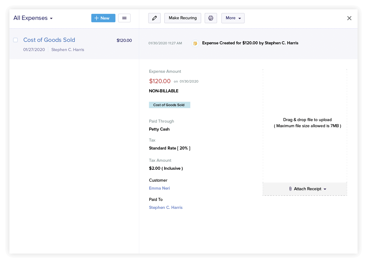 Expense Reporting | Cloud Bookkeeping System - Zoho Books