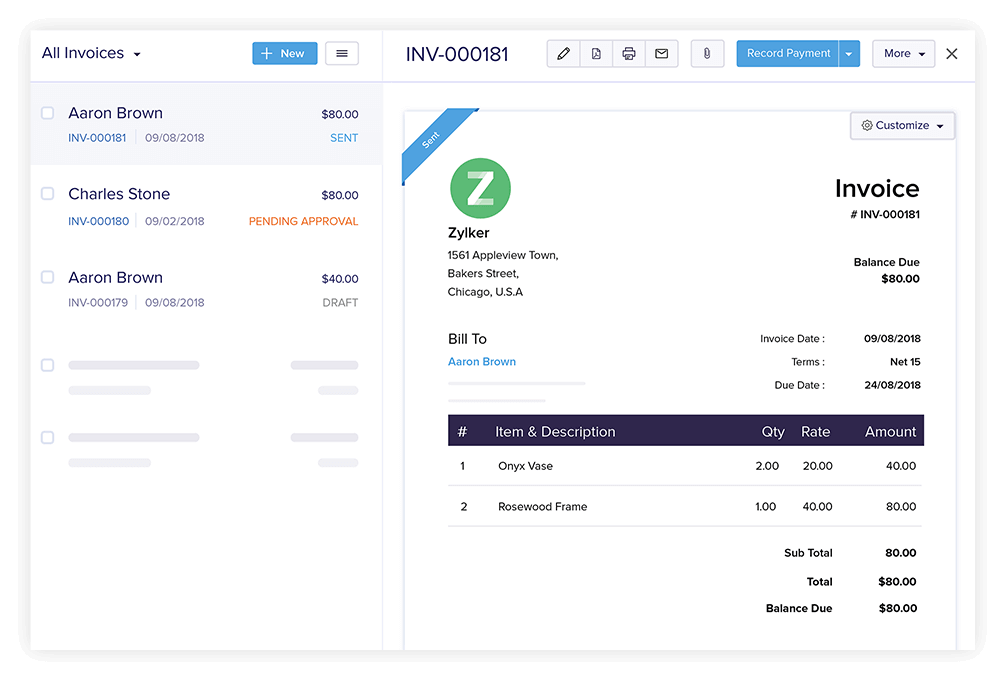 Professional Invoicing - Accounting and Invoice Software | Zoho Books
