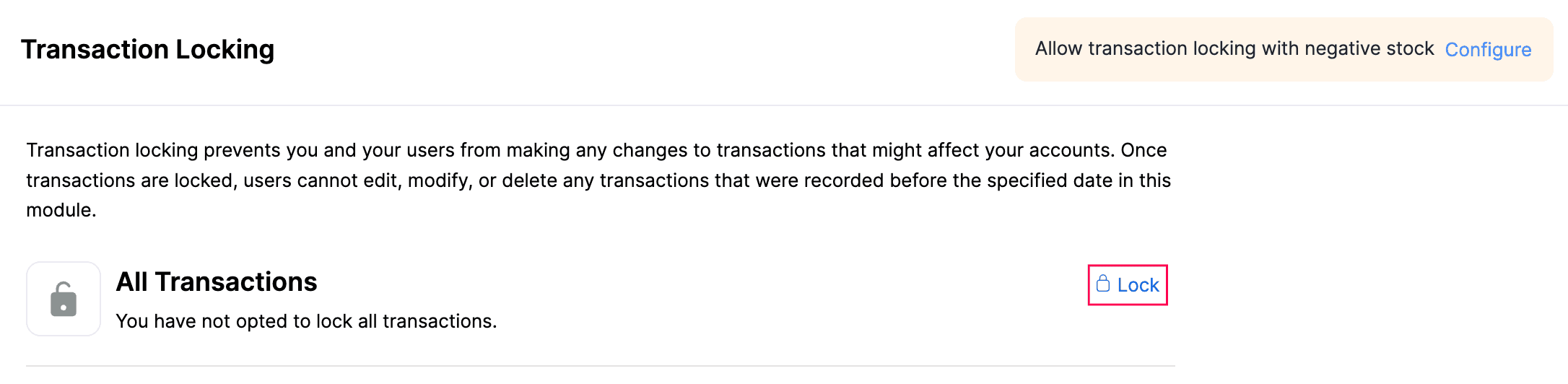 Lock All Transactions In Zoho Books