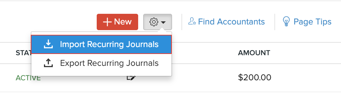 Select Import Recurring Journals