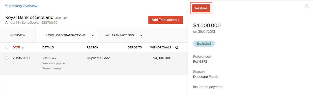 Exclude Transaction