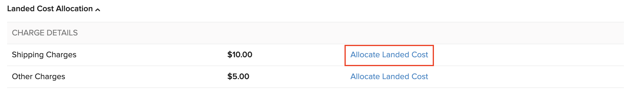 Allocate Landed Costs