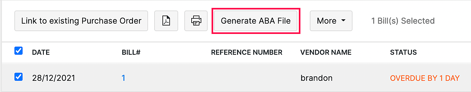 Generate ABA file