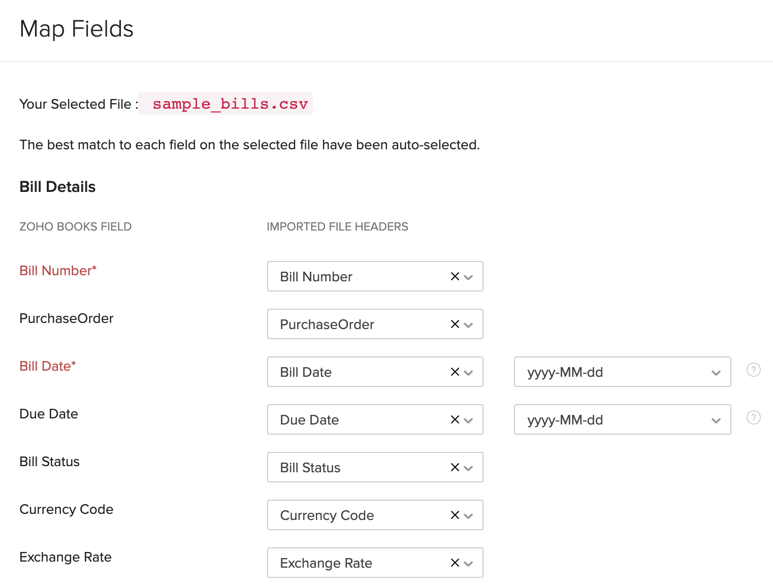 Map Fields