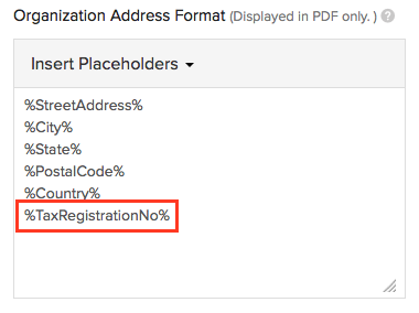 Tax Registration Number on Invoice