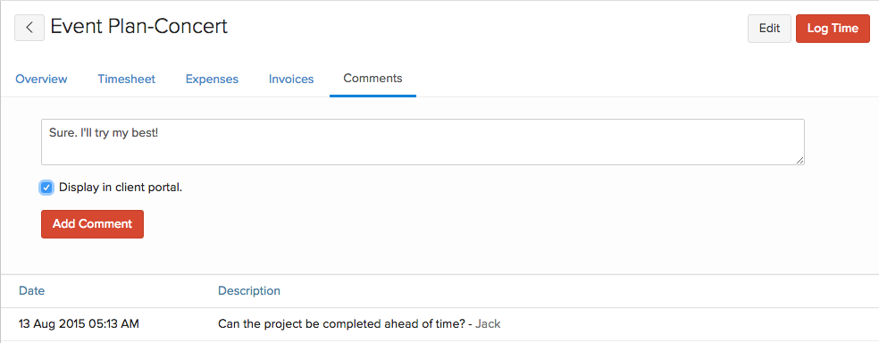 Resposta do comentário do cliente