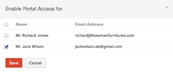 Selecione contatos para acesso