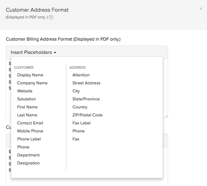 Customer Address Format