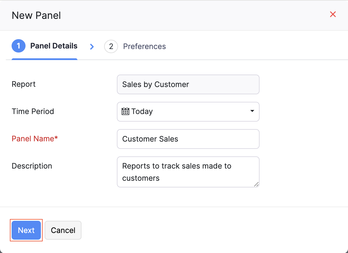Report Panel Details