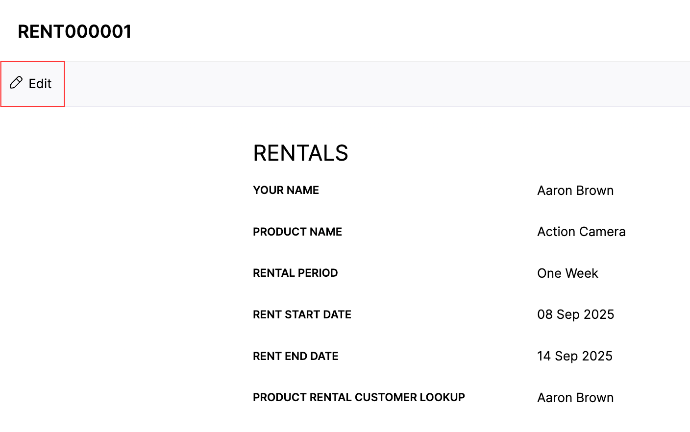 The Edit Record page of your vendor's custom module. Update the required details and submit the record for approval.