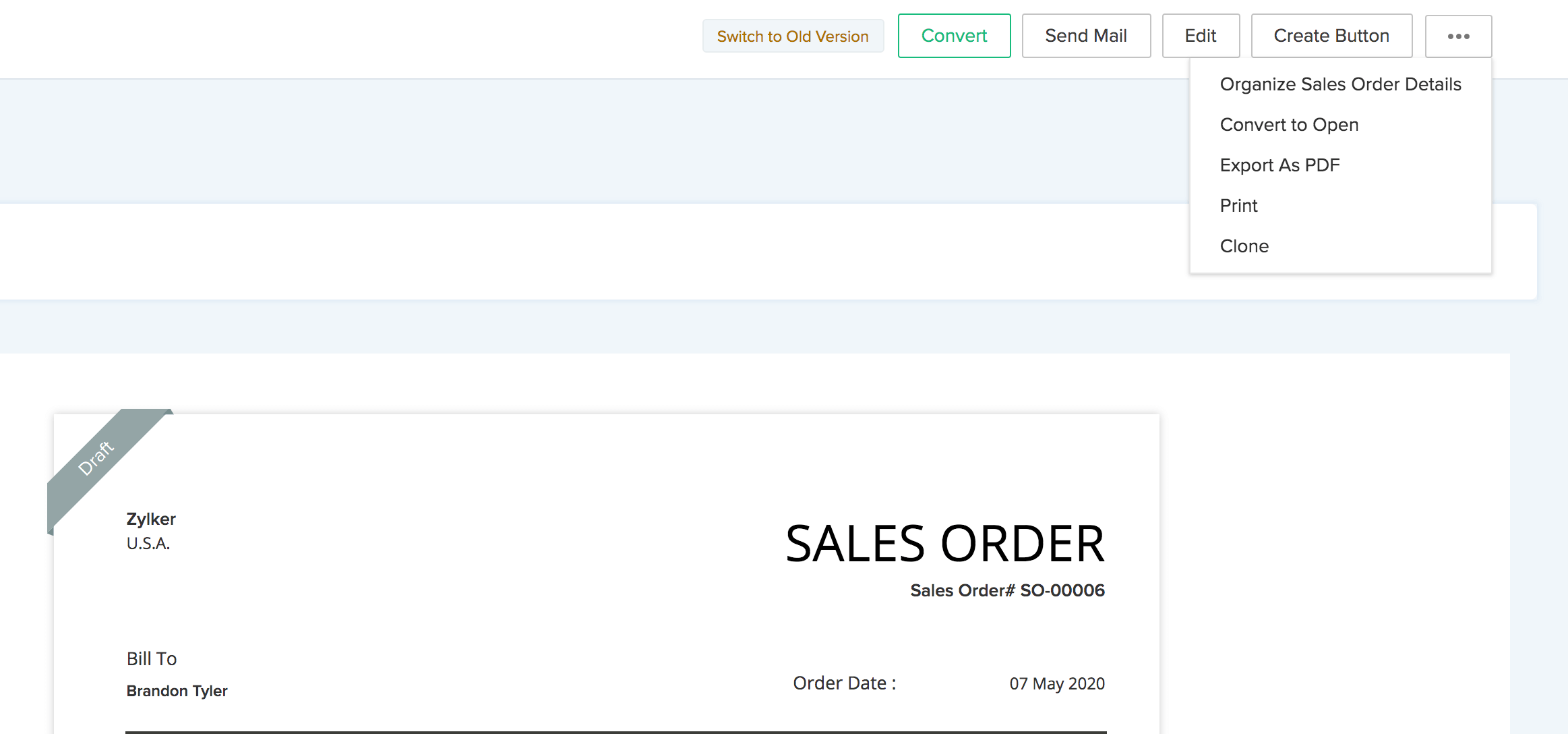 Sales Order Options