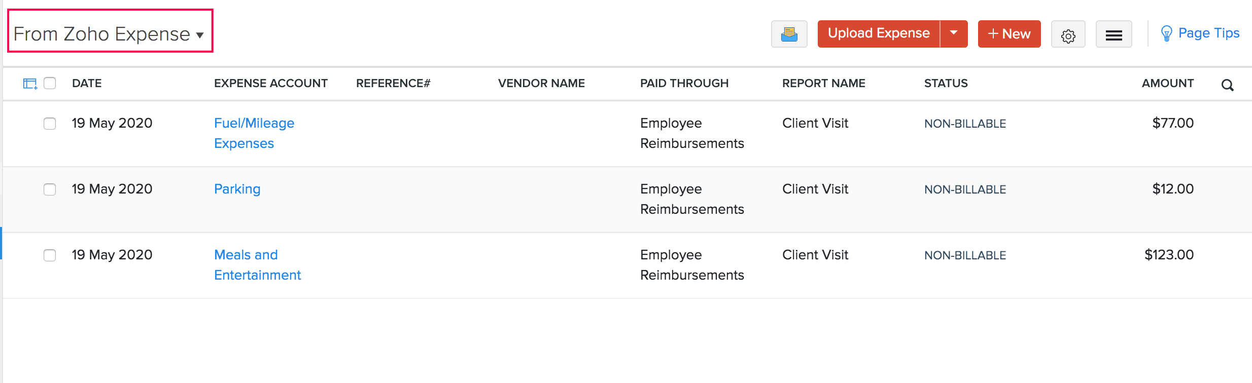 View Expenses