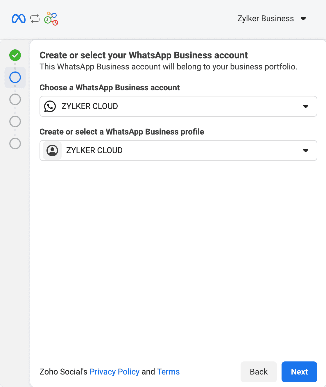Select WhatsApp Business Account