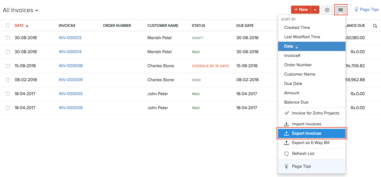 Export Invoices