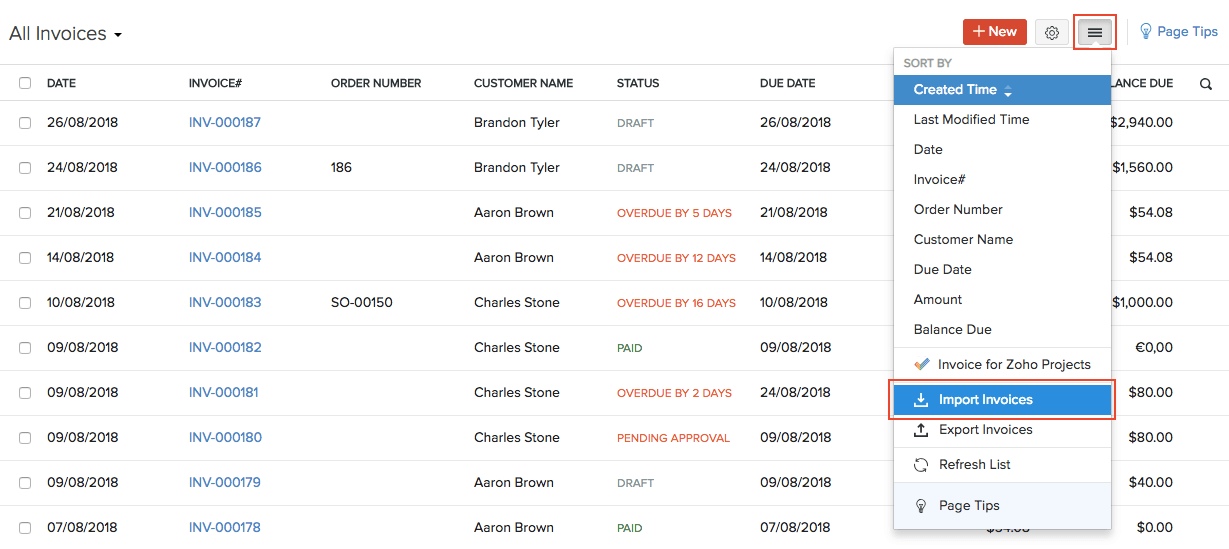 Import Invoices