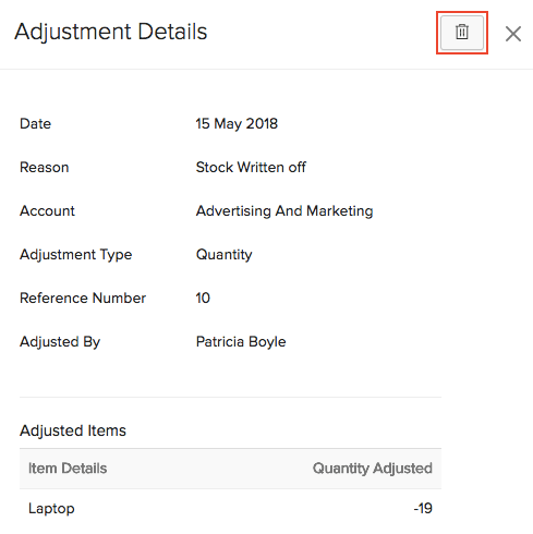 Delete Adjustment