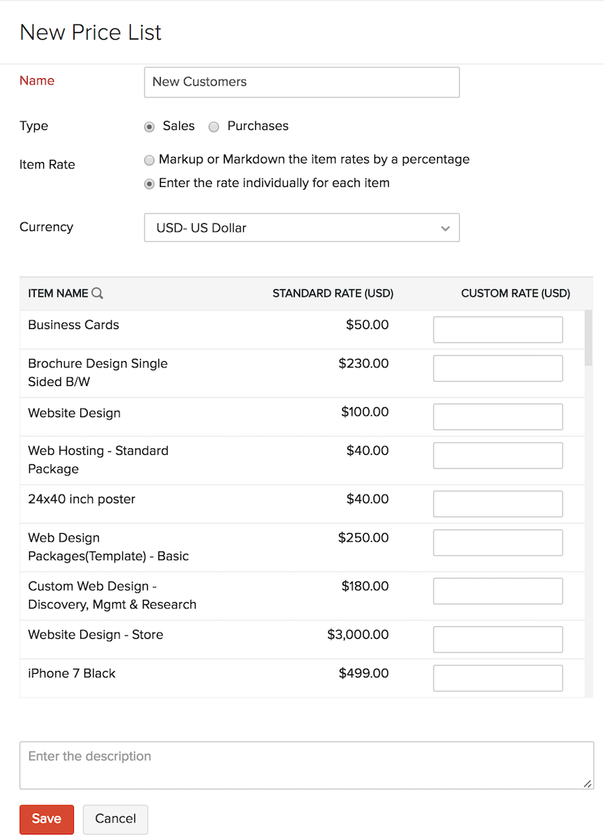 Price Lists User Guide Zoho Books