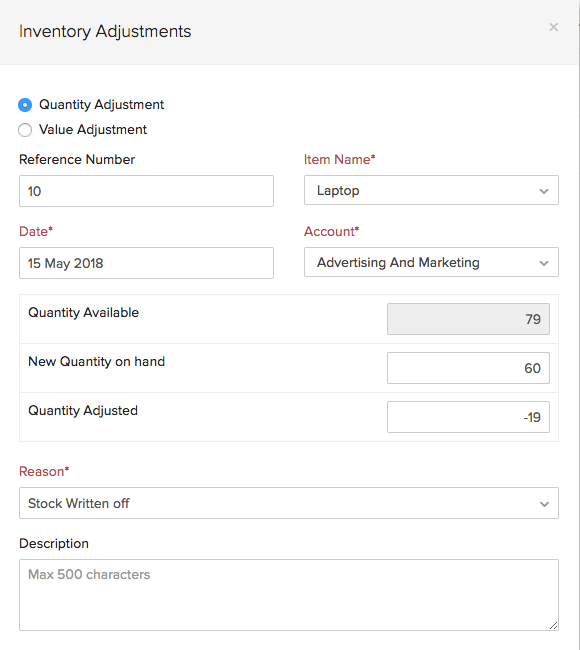 Quantity Adjustment