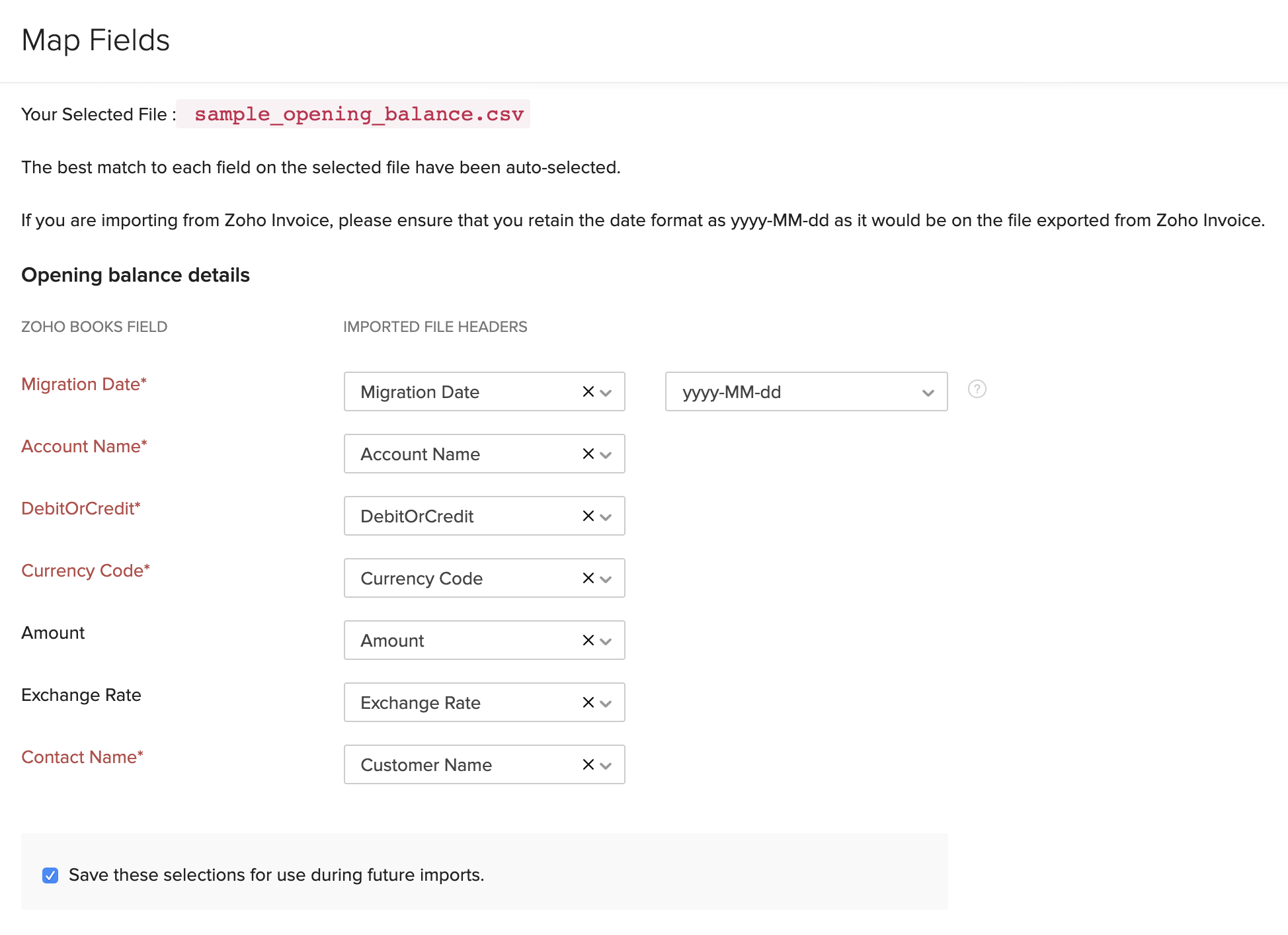 Import Opening Balances