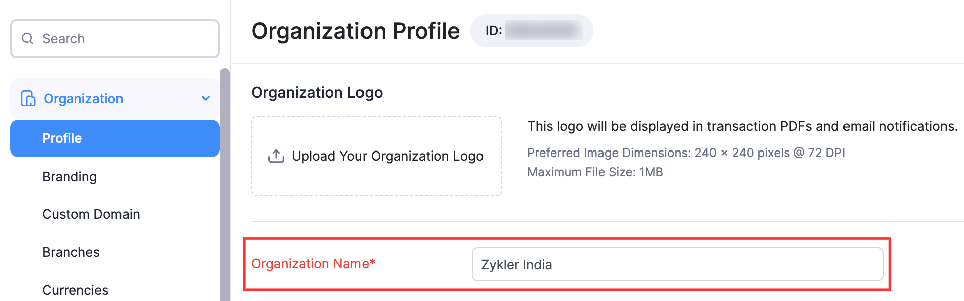 Change Organization Name