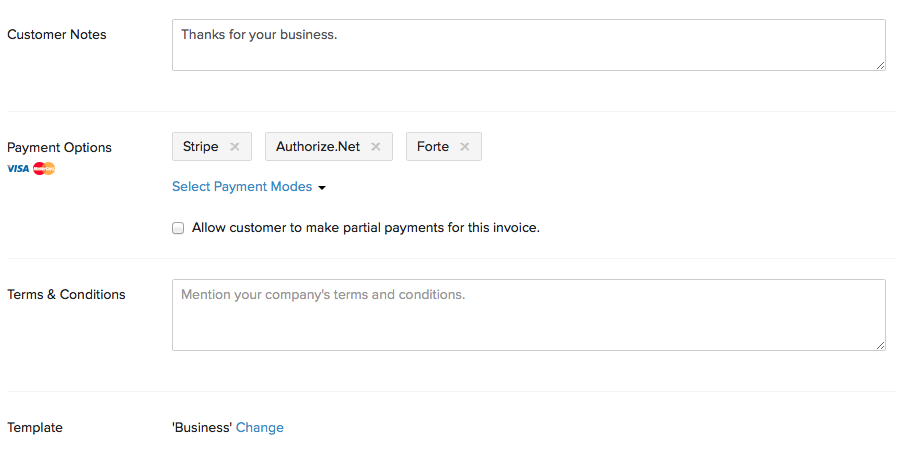 partial template payment invoice Recurring   Help Invoice Create Books Send and  Zoho