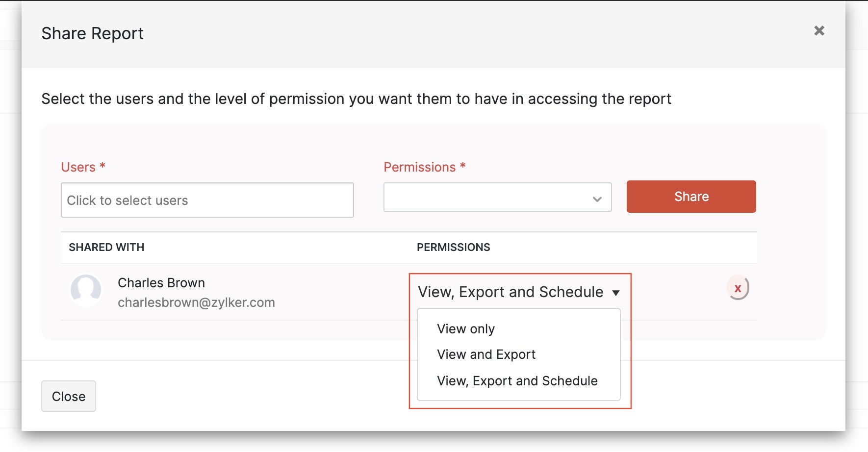 Edit Role's Report Permissions