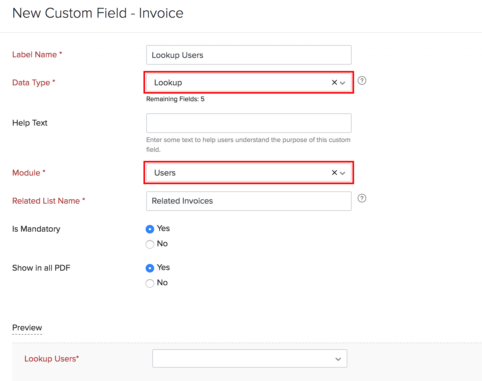 Lookup Custom Field